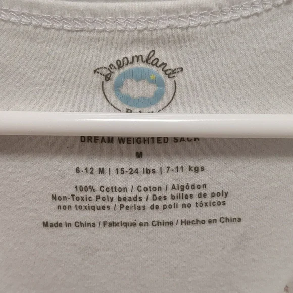 Dreamland Baby Dream Weighted Sleep Sack Quilted White 100% Cotton 6–12 Months - Picture 10 of 10